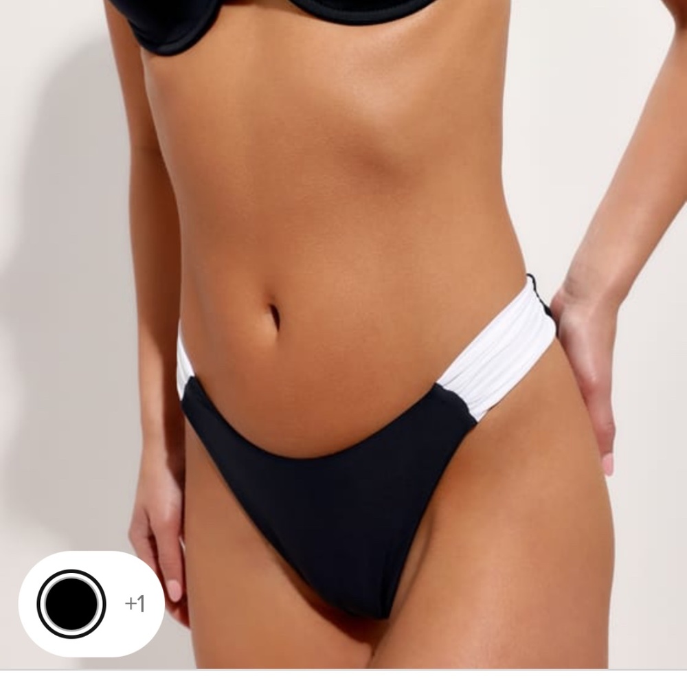 Lulus Oceanfront Energy Black Color Block Cheeky Bikini Bottoms - Size XL